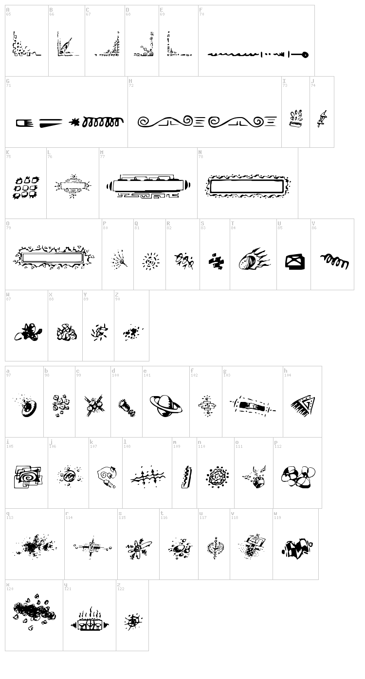 Doodle Art font map